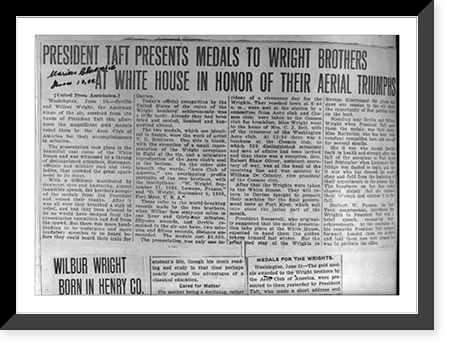 28 pages of clippings from various U.S. and French newspapers concerning aviation activites of Wright Brothers between 1903 and 1909 - 22, Antique Poster