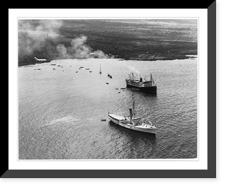The U.S. Coast Guard cutter ITASCA at anchor in Kelakekhua Bay with inter island steamer WAIALEALE during canoe races, Antique Poster