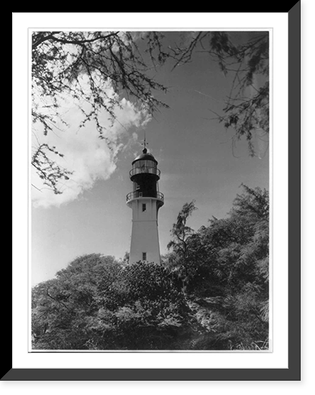 Federal lighthouse service in Hawaii. Diamond Head Lighthouse, Honolulu, Hawaii, Antique Wall Art
