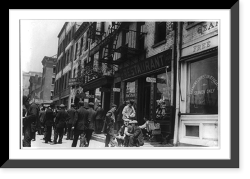 Historic Framed Print, [Striking seamen: Seamen on street in front of Seamen's Christian Association, 19 June 1911, N.Y.C.],  17-7/8" x 21-7/8"
