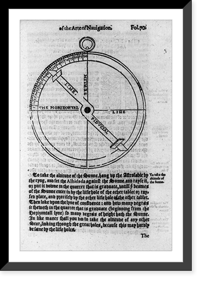 Navigational charts & designs: Astrolab to take the altitude of the sunne, Antique Print