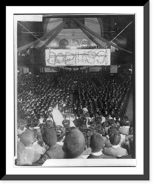 Historic Framed Print, [25th anniversary of Tuskegee Inst., Ala., 1906: Assembly with banner reading Welcome Our Guests"]",  17-7/8" x 21-7/8"