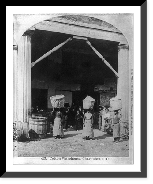 Historic Framed Print, [African Americans working, Charleston, S.C.: Cotton warehouse, carrying cotton] - 2,  17-7/8" x 21-7/8"