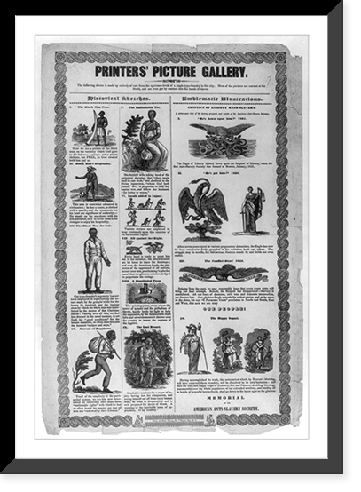 Printers' Picture Gallery. Memorial of the American Anti-Slavery Society, Vintage Poster