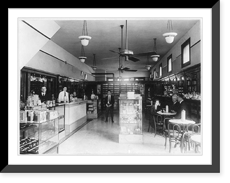 Historic Framed Print, Interior view, Guess & Kent Druggists, Hammond, La.,  17-7/8" x 21-7/8"