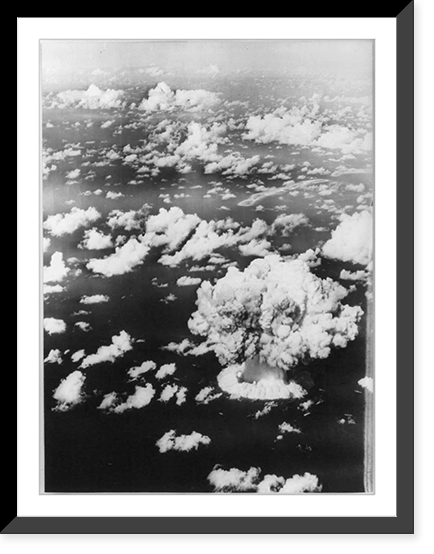 Historic Framed Print, [Mushroom cloud rising over Bikini atoll after atomic bomb explosion. 1946],  17-7/8" x 21-7/8"