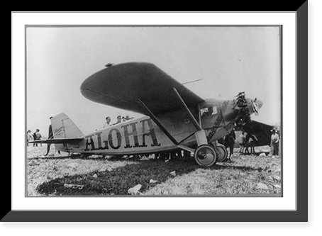 Historic Framed Print, Martin Jensen's Aloha monoplane, Aug. 17, 1927,  17-7/8" x 21-7/8"