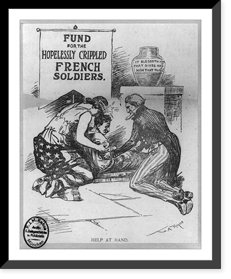 Historic Framed Print, Help at Hand. Fund for the Hopelessly Crippled French Soldiers,  17-7/8" x 21-7/8"