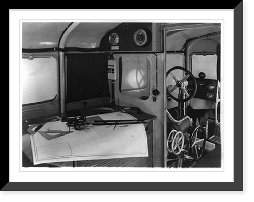Historic Framed Print, [Interior of Do X seaplane (flying boat) built by Dornier: Cockpit(?) and map-making instruments],  17-7/8" x 21-7/8"