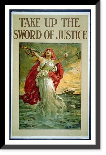 Vintage Poster Art - Take up the sword of justice - Historic Wall Art Gift