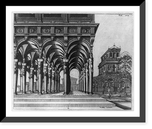 Historic Framed Print, [Colonnade with fantastic columns. 16th century],  17-7/8" x 21-7/8"