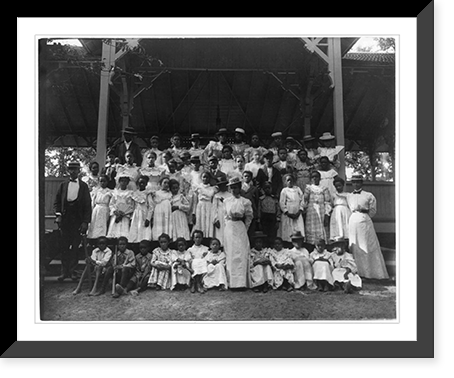 Historic Framed Print, [African American children with a few adults in a pavilion],  17-7/8" x 21-7/8"