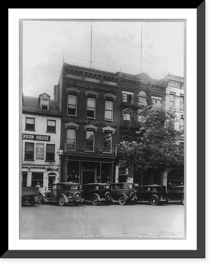 Historic Framed Print, D.C. - Washington - Pennsylvania Avenue - ca. 1920 - N.W. 400 block showing hotels, business establishments and post office,  17-7/8" x 21-7/8"