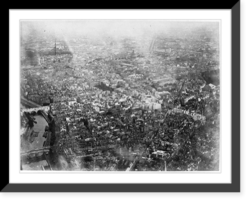 Historic Framed Print, [Grand Balloon... de Mr. Henry Giffard, 1878 - High aerial view of Paris from Balloon],  17-7/8" x 21-7/8"