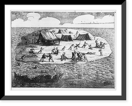 Historic Framed Print, [Fighting on an island after a shipwreck - Dutch East Indies - 16. ],  17-7/8" x 21-7/8"