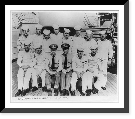 Historic Framed Print, [Jimmy Carter posed with O" Division on deck of U.S.S. WYOMING,  June 1947]",  17-7/8" x 21-7/8"