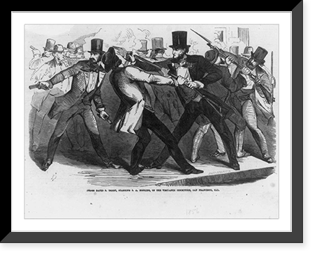 Historic Framed Print, Judge David S. Terry, stabbing S.A. Hopkins, of the vigilance committee, San Francisco, Cal., 1856,  17-7/8" x 21-7/8"