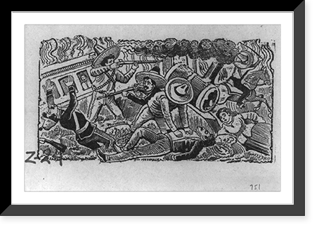 Historic Framed Print, [Asalto de Zapatistas],  17-7/8" x 21-7/8"