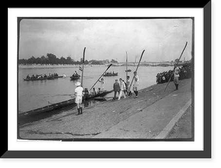 Historic Framed Print, [8-oar shell race between Harvard and Cambridge. Cambridge, Mass. 1906],  17-7/8" x 21-7/8"