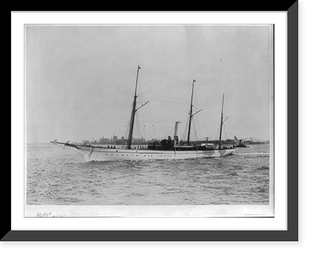Historic Framed Print, [Steam yachts: ALATUNLA(?) - side view with bow in left foreground],  17-7/8" x 21-7/8"