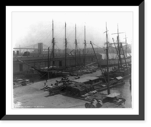 Historic Framed Print, Sailing vessels at dock, New York, N.Y.,  17-7/8" x 21-7/8"