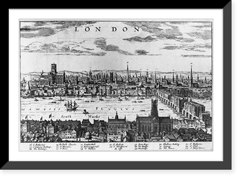Historic Framed Print, London [bird's-eye view],  17-7/8" x 21-7/8"