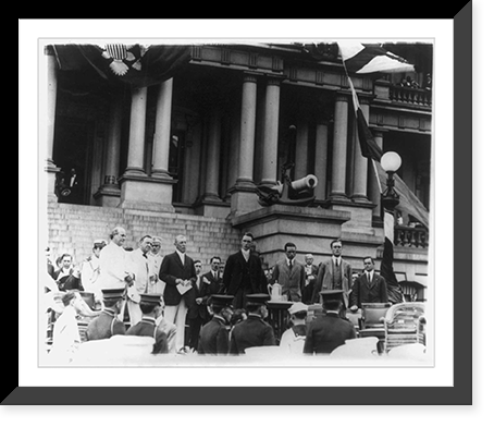 Historic Framed Print, Flag Day 1914 - Bryan, Daniels, Wilson, Breckinridge Long, Wm. Phillips, & Franklin D. Roosevelt,  17-7/8" x 21-7/8"