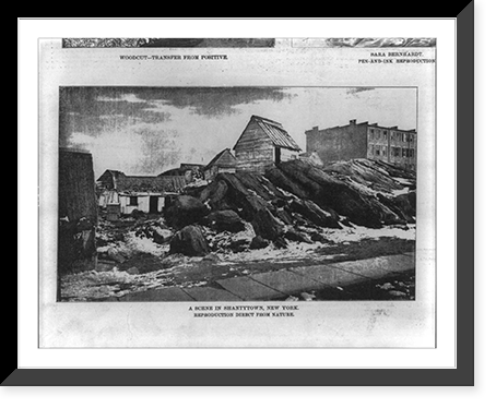 Historic Framed Print, Daily Graphic Nsp. March 4, 1880, page 38, bottom left A scene in Shantytown N.Y.",  17-7/8" x 21-7/8"