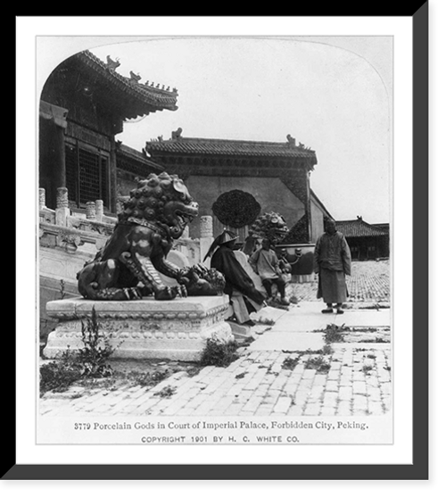 Historic Framed Print, Porcelain gods in Court of Imperial Palace, Forbidden City, Peking,  17-7/8" x 21-7/8"