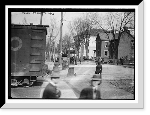 Historic Framed Print, Flood at Cinncinnati - 1913,  17-7/8" x 21-7/8"