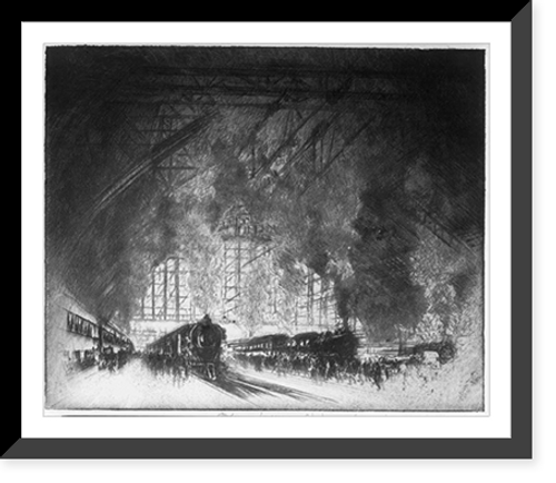 Historic Framed Print, The trains that come, and the trains that go,  17-7/8" x 21-7/8"