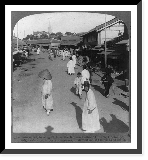 The main street, looking N.E. to the Roman Catholic Church, Chemulpo, Korea Classic, Vintage Print