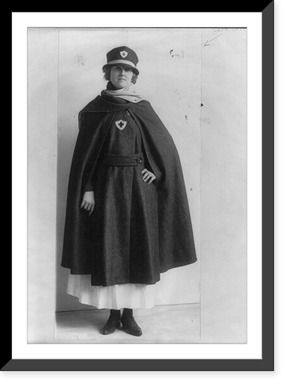 American Red Cross nurse posed ful lgth., wearing cape and hat, facing front Classic, Vintage Poster