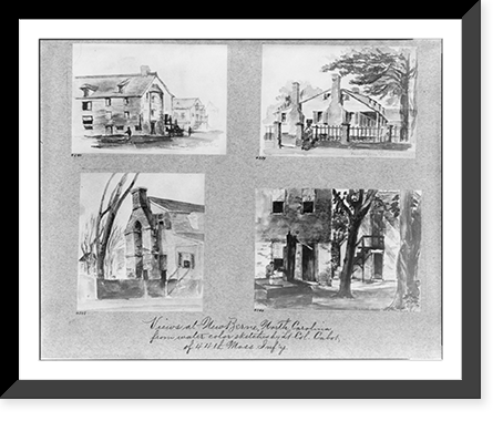 4 views of houses, other bldgs., and water pump Classic, Vintage Poster