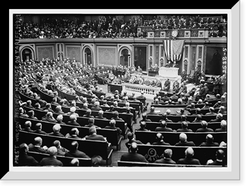 Historic Framed Print, Pres. Wilson reading message on tariff to Congress, 4/9/13,  17-7/8" x 21-7/8"