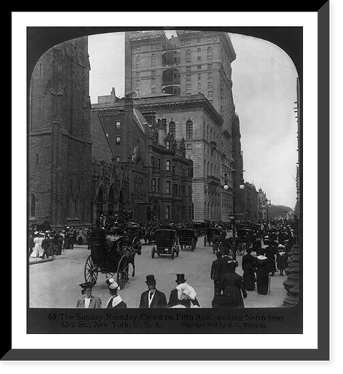 The Sunday noonday crowd on Fifth Ave., looking north from 53rd St., New York, Vintage Print