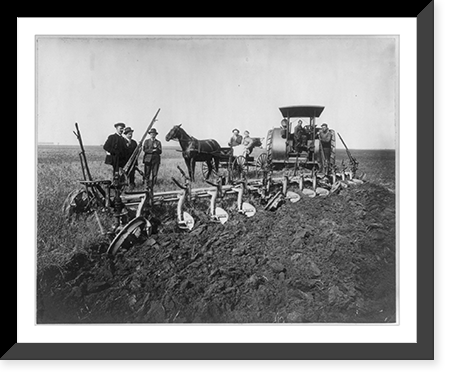 Plowing with gasoline tractor pulling 12-16 inch plows on John B. Siemer Farm, Harmony Township, Casselton, N.D, Antique Wall Art