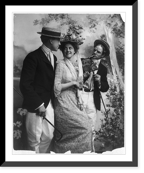 Historic Framed Print, [Woman between 2 admirers],  17-7/8" x 21-7/8"