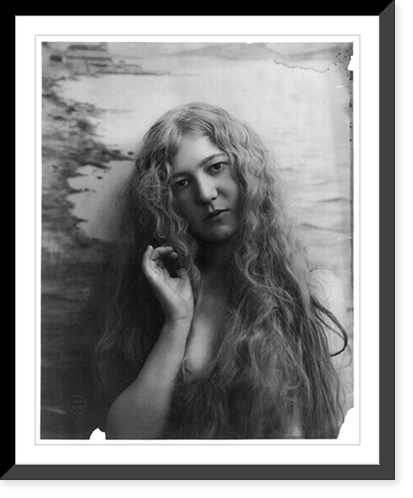 Young woman modeling: Head and shoulders, with very long hair, right hand raised toward head Classic, Vintage Wall Art