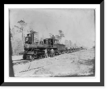 View showing loading and dump trains at passing track. Looking toward dump. Steamshovel plant of the Suderman Dolson Co. near Dayton, Texas. Type 4-4-0 locomotive Classic, Vintage Print