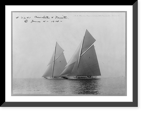 Historic Framed Print, [Sailing yachts on water: RESOLUTE and VANITE],  17-7/8" x 21-7/8"