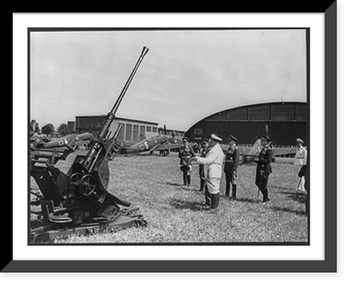 Historic Framed Print, [G&ouml;ring and Crown Prince Paul of Yugoslavia inspecting anti-aircraft guns at D&ouml;beritz airfield],  17-7/8" x 21-7/8"