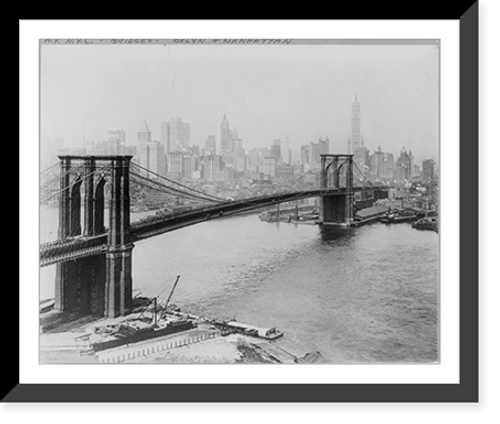 Historic Framed Print, Brooklyn Bridge, New York City - 2,  17-7/8" x 21-7/8"