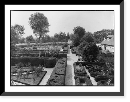 Historic Framed Print, General view of flower garden looking west, Mount Vernon, Virginia. Home of George Washington,  17-7/8" x 21-7/8"