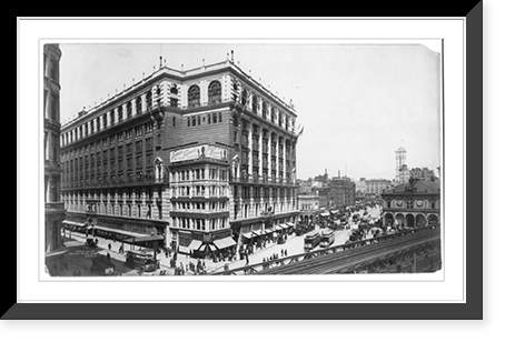 New York City: Herald Square - facing Macy's, with elevated railroad in right foregrd, Antique Wall Art