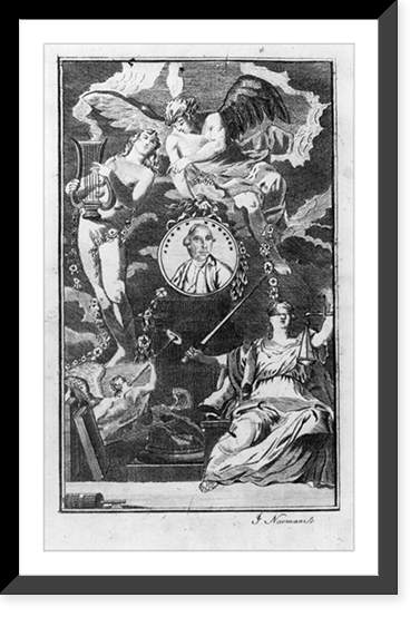 Allegory: Nature stands ready to strike the lyre, as Liberty presents medal to Washington; Fame blows her trumpet, and Astrea finds a part of the earth where she may fix her residence Classic Wal