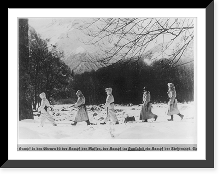 German troops in winter uniform, 1942: five riflemen walking in Caucasus Mountains, Russia, December.by Poetsch, Antique Wall Art