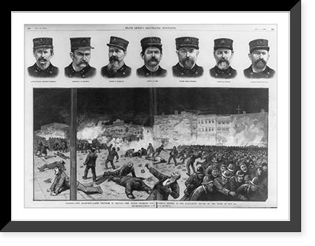 Illinois - The anarchist-labor troubles in Chicago The police charging the murderous rioters in old Haymarket Square on the night of May 4th.from sketches by C. Bunnell and Chas Upham. Timeless Wal