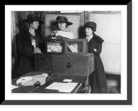 Black & White Photo - New York City - Three suffragists casting votes