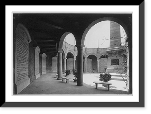 Historic Framed Print, Arcade showing the monument to the French Panama Canal builders, Panama City(?), Panama,  17-7/8" x 21-7/8"